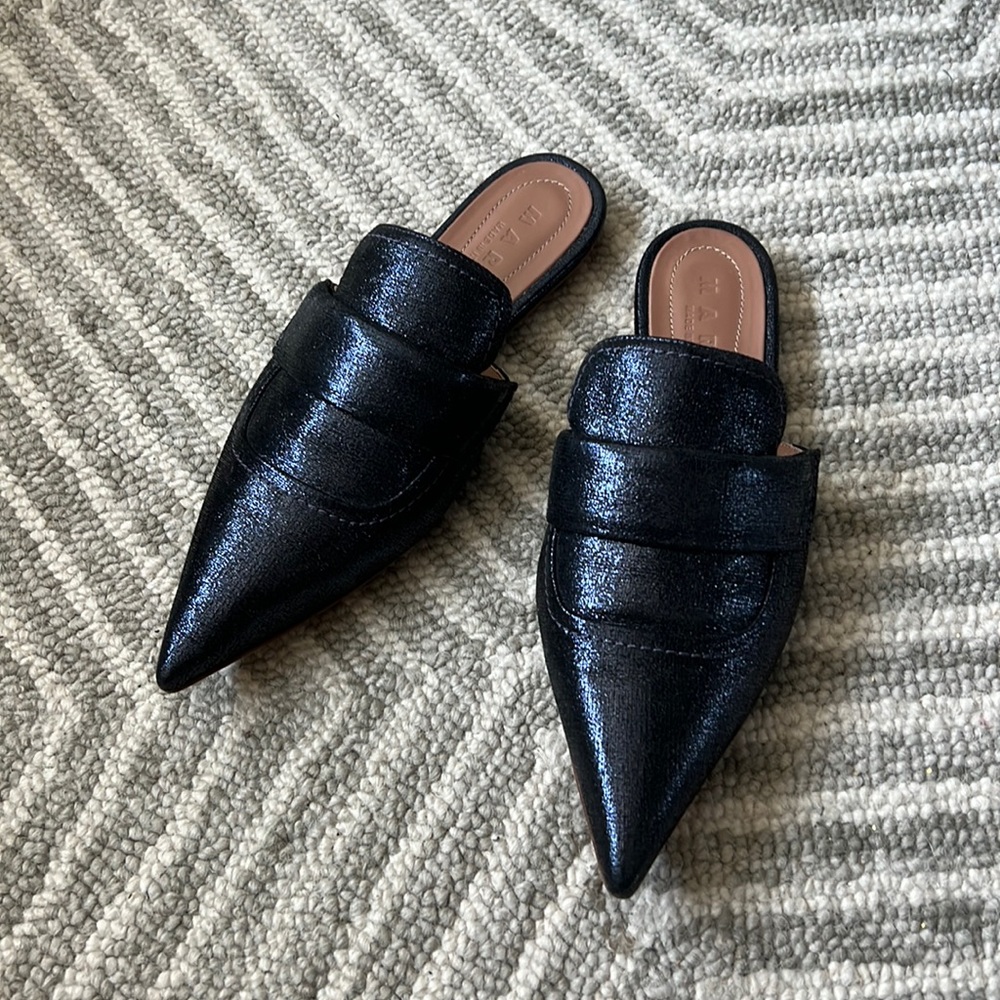 New Marni Blue Metallic Mules 37.5